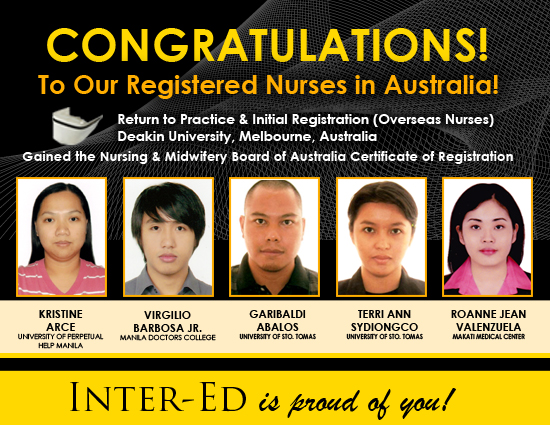 Congratulations to our Registered Nurses in Australia!